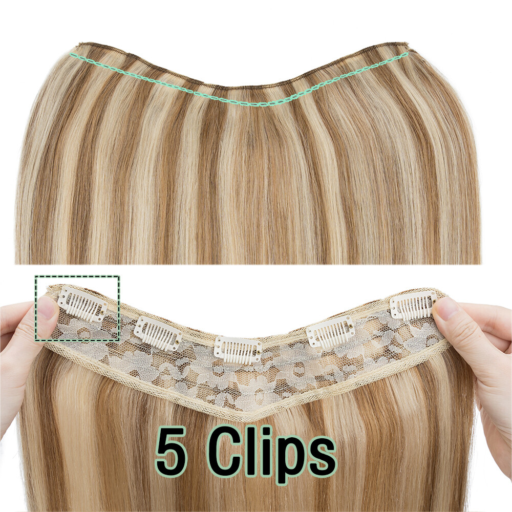Women One Piece Real Clip in Remy Human Hair Extensions Full Head Straight Ombre