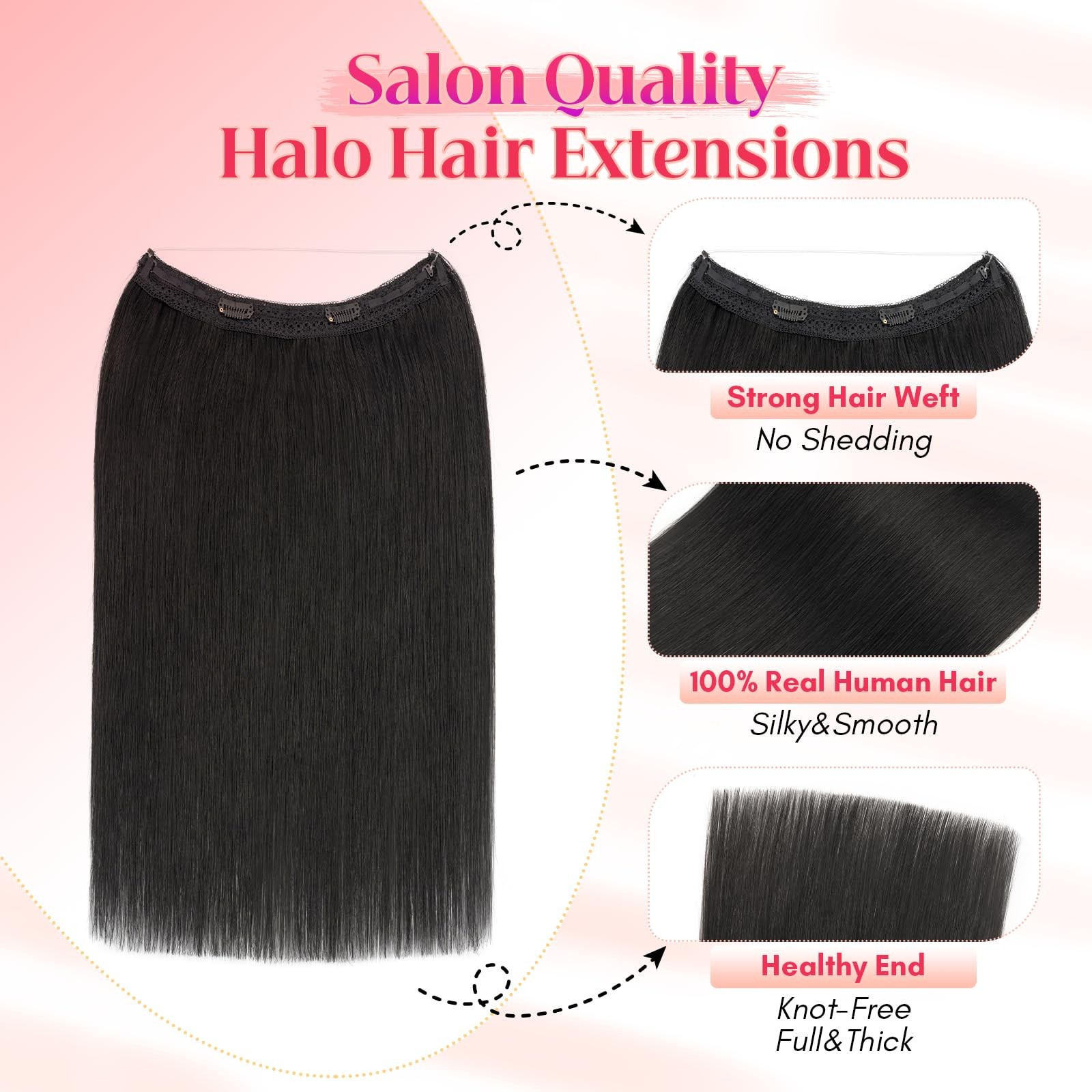 Rich Choices 100 Real Human Halo Hair Extensions For Women Remy Halo Extension