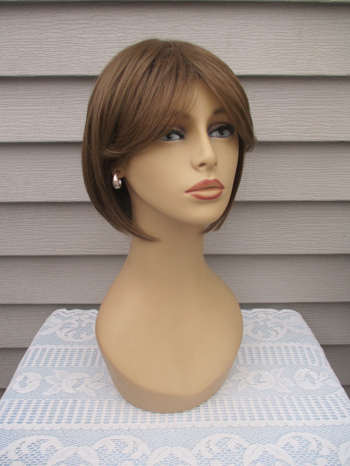 Paula Young TOPPER Curlable BEAUTIFUL Hair Piece w/Bangs LT ASH BROWN Full Cap