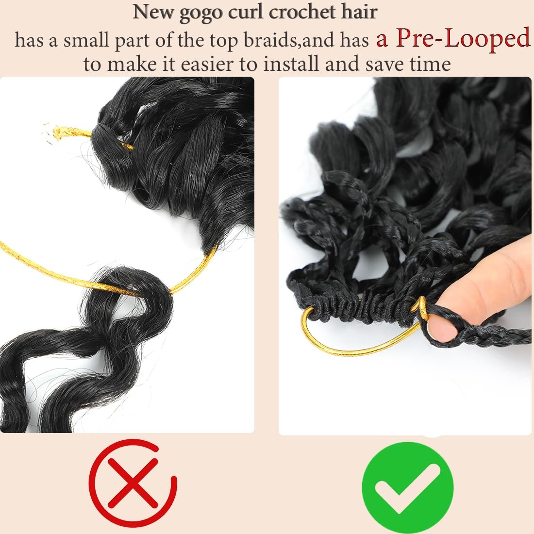 Pre looped Gogo Curl Crochet Hair 12 Inch 8 Packs Pre twisted Short Curly Cro…
