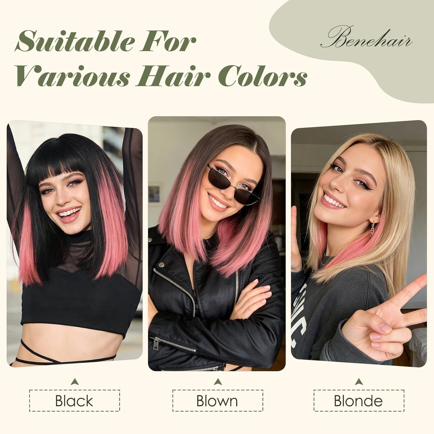 Lace Pad Clip In 6PCS Human Hair Extensions 100% Remy Human Hair 6Clips #PINK US