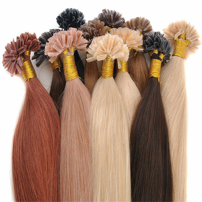 Pre Bonded Keratin Glue Nail U Tip 100% Real Remy Human Hair Extensions Thick 1g