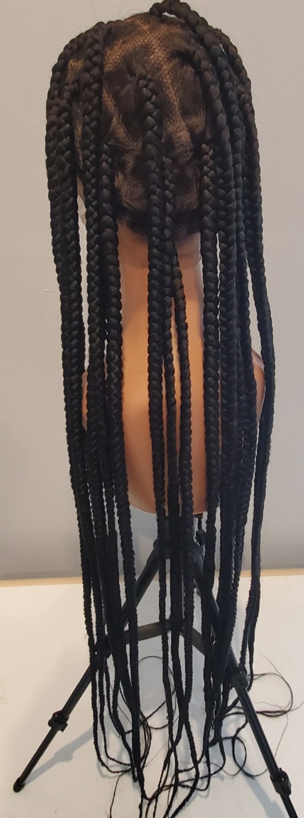 Long Black Braided Wigs Synthetic Heat Safe Lace Front Wigs Glueless For Women