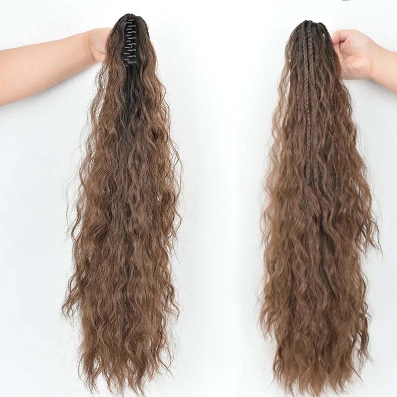 Corn Wave Ponytail Extension Claw Clip 26″ Long Synthetic Women Fluffy