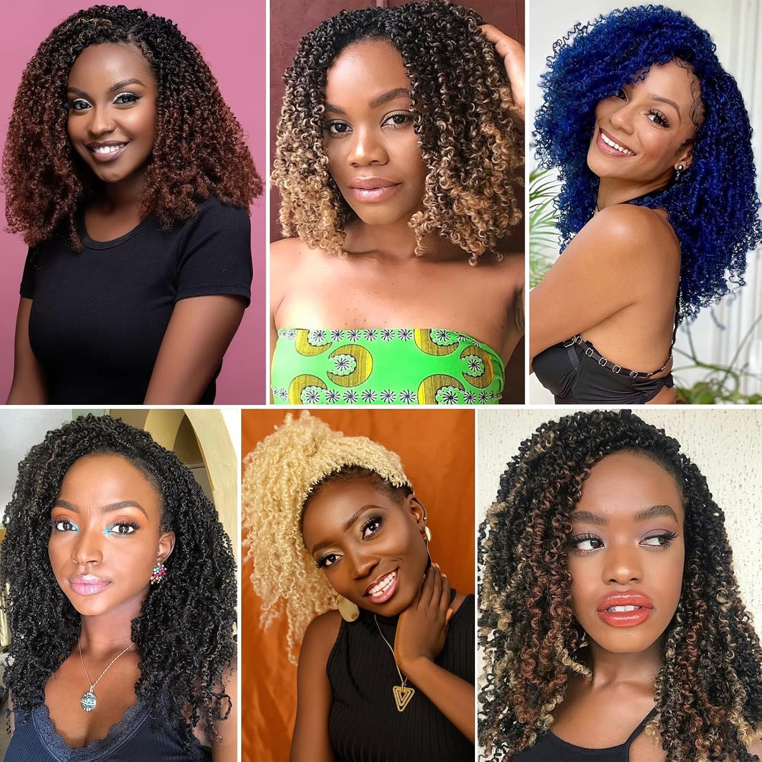 2 Packs 8 Inch Pre Looped Yanky Twist Crochet Hair Natural Black Curly Ends