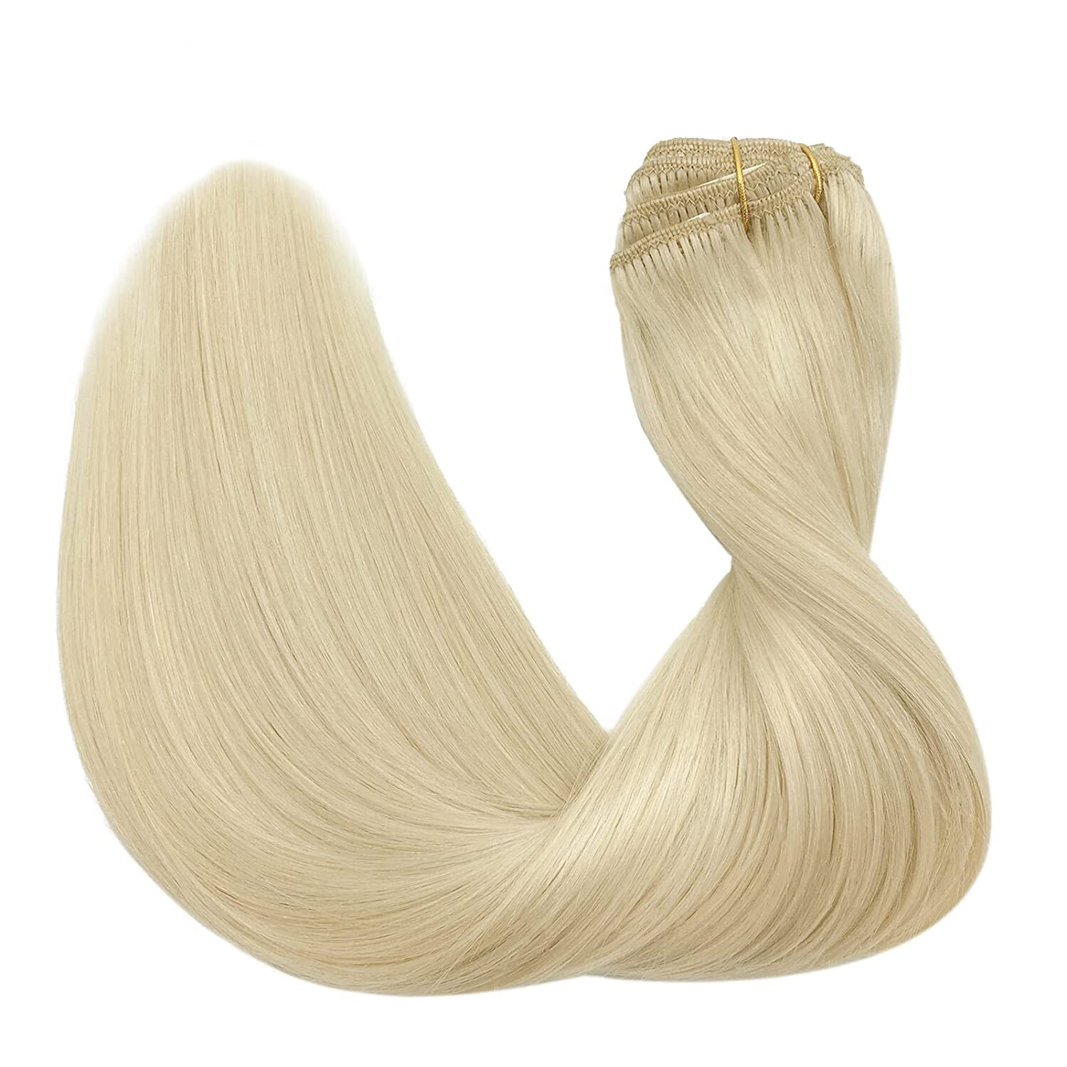 Clip in Hair Extensions Real Human Hair Double Lace Weft Clip-on Remy Hair 24In