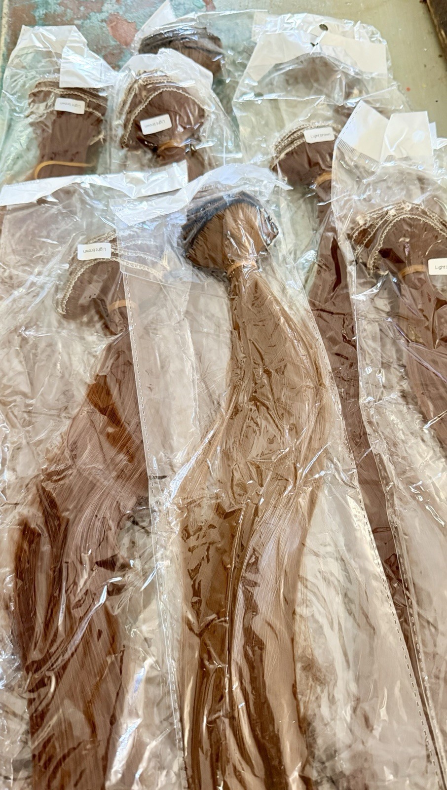 Lot of 8 Light Brown Clip In Hair Extensions Sealed Packs 22”