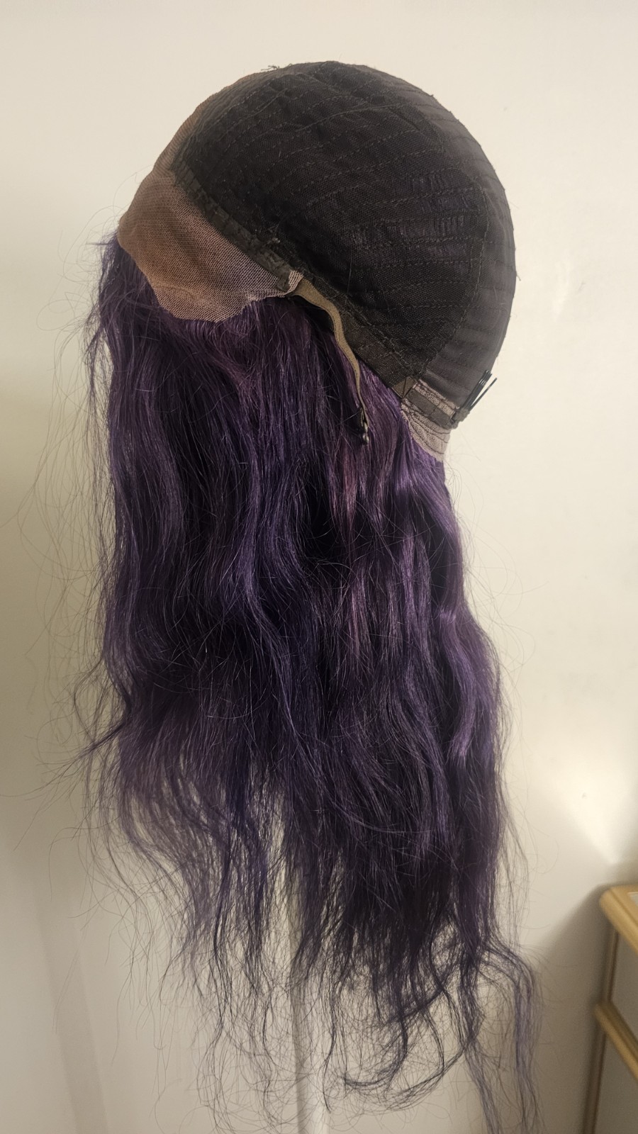 High-Quality Regular Top 24″ Purple Wavy 150% Virgin Human Hair Lace Wig