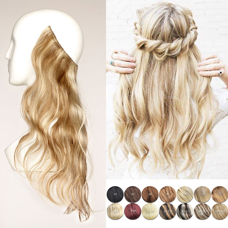 15″-24″ Body Wave Invisible Wire Halos 100% Remy Human Hair Extensions 80G