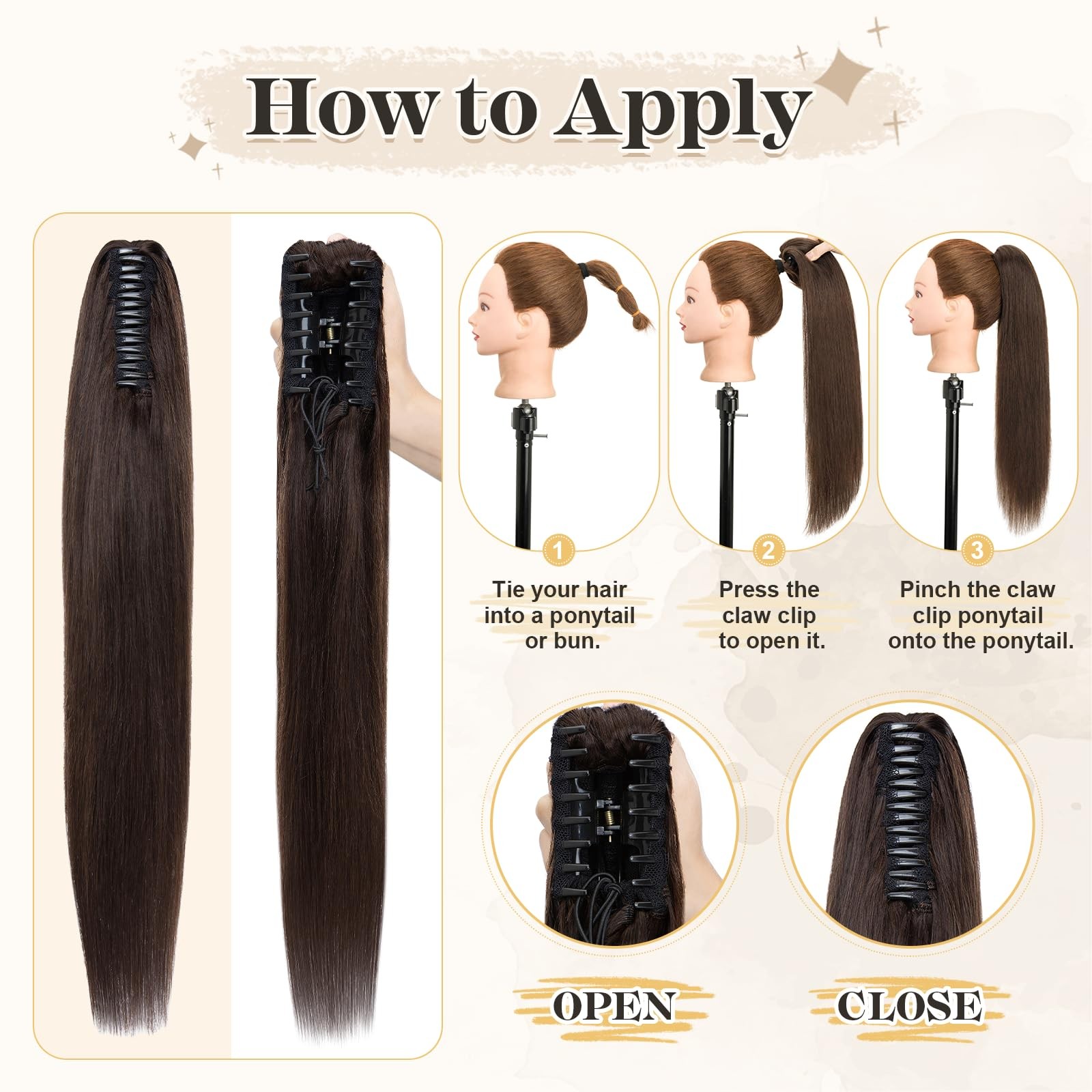Segohair Human Hair Ponytail Extension Claw Clip Natural Look Soft 14-22 Ideal