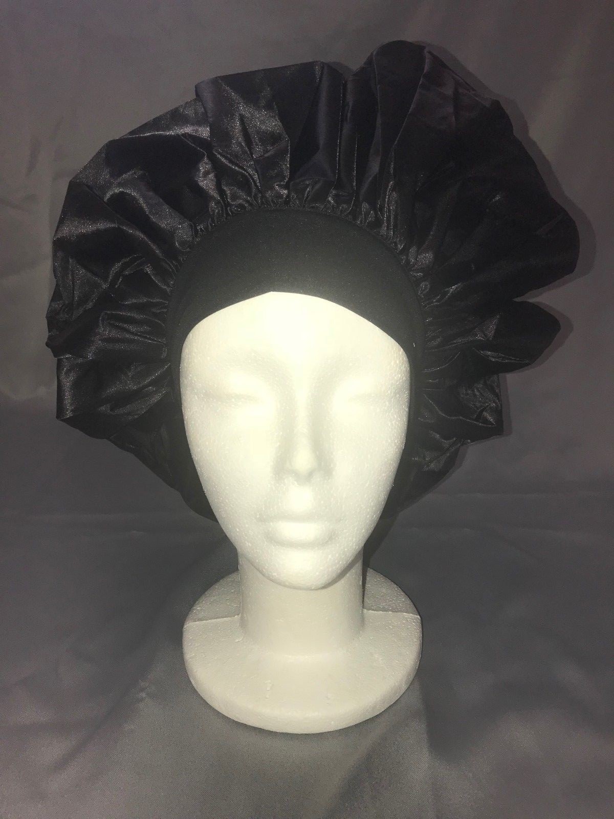 QFITT DUAL SIDED FABRIC SILKY & CONDITIONING SLEEP CAP #8001 BLACK JUMBO