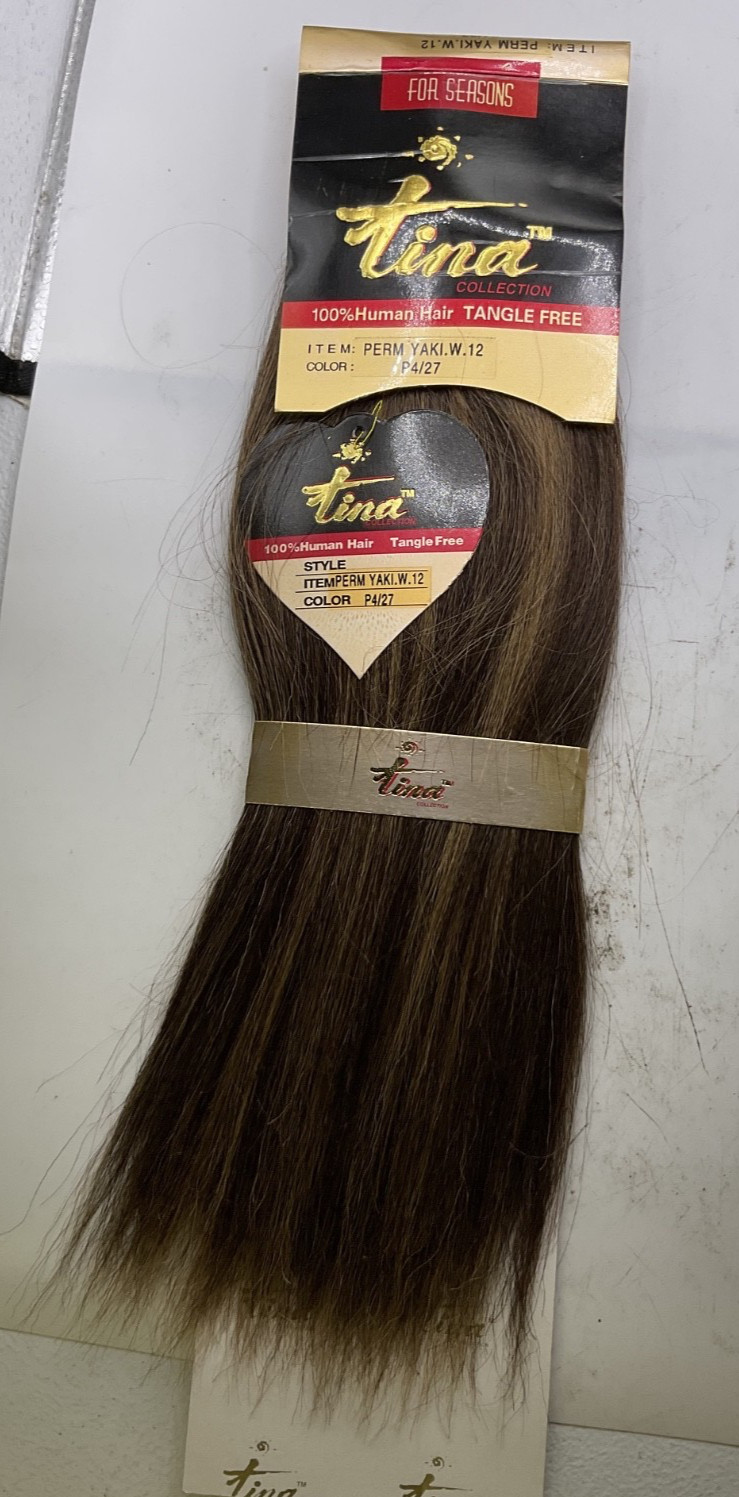 Tina Collection 100% Human Hair Perm Yaki W 12″ Color: P4/27