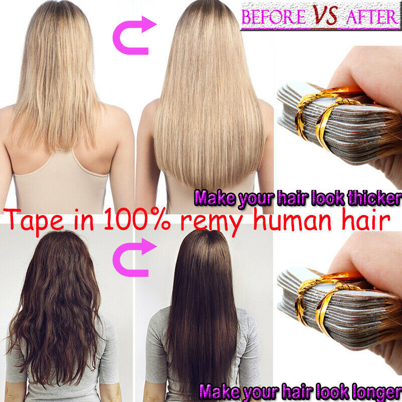 150G Full Head Tape In 100% Remy Human Hair Extensions Skin Weft Balayage 100PCS