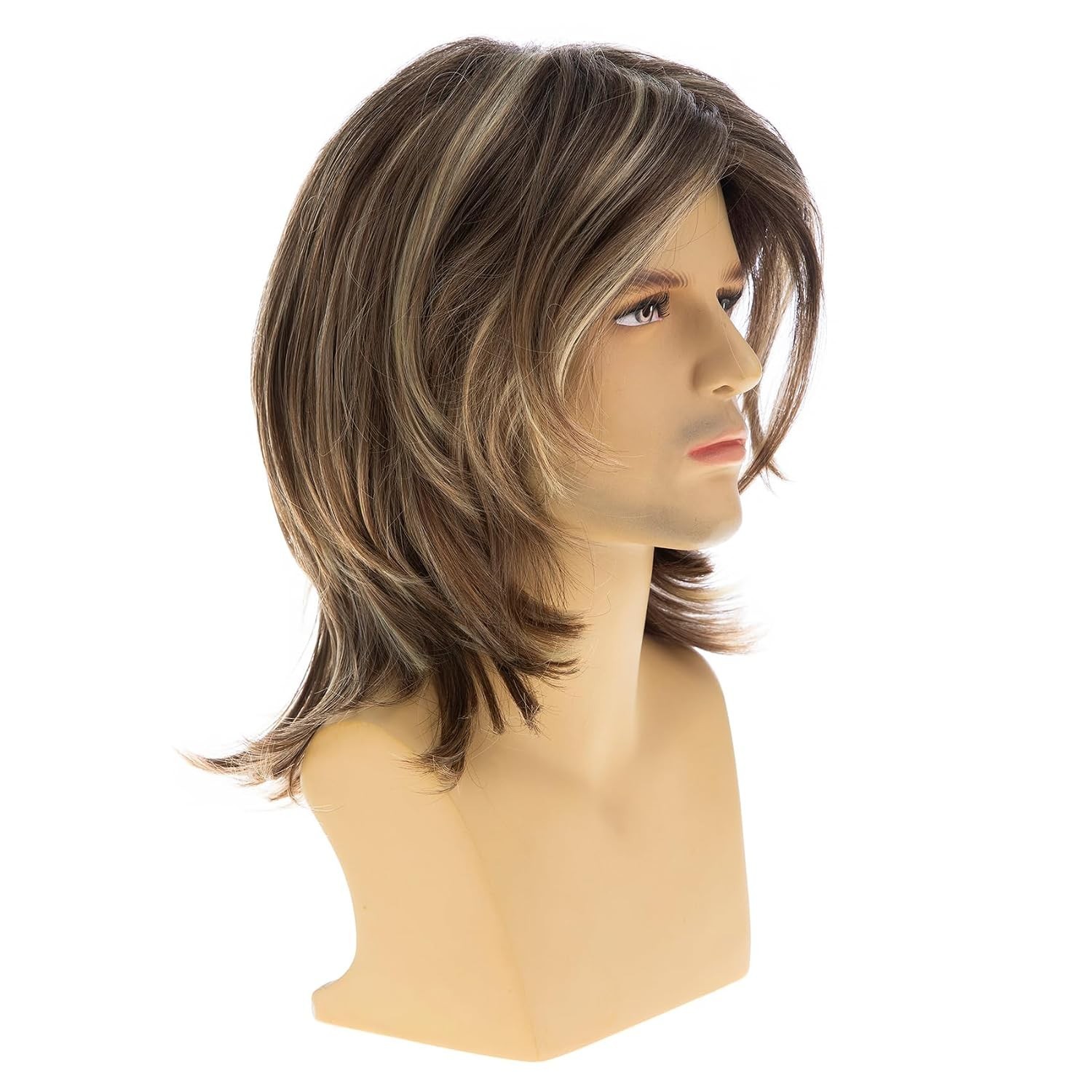 Mens Shoulder Length Wig – Heat Resistant – Adjustable Cap