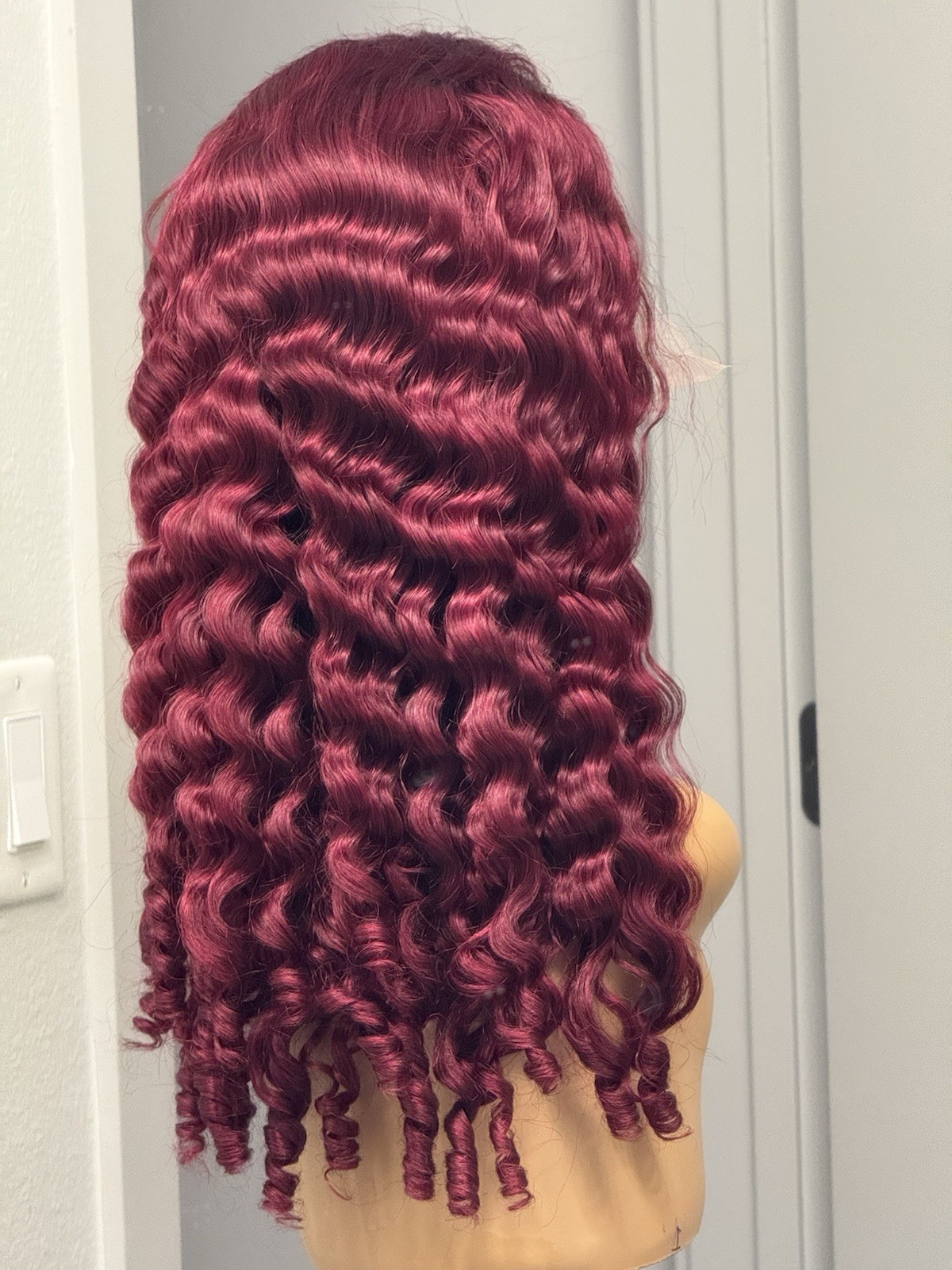 13×4 Burmese Curly Lace Front Human Hair Burgundy