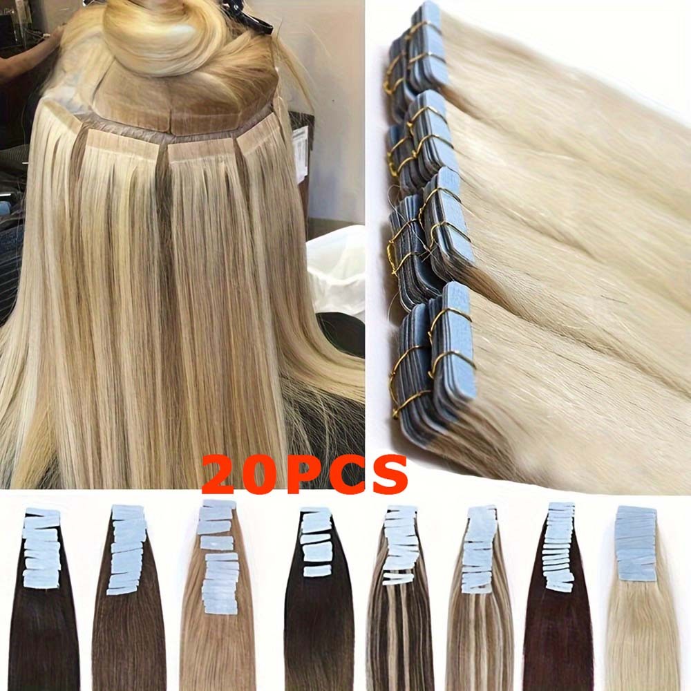 High-Quality Soft Glossy 20-Piece Tape In Hair Extensions – 100% Remy Human Hair