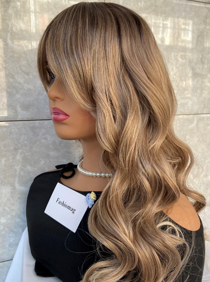 Sugar And Spice Light Ash brown Rooted Mix Synthetic Hair Wigs Women Soft