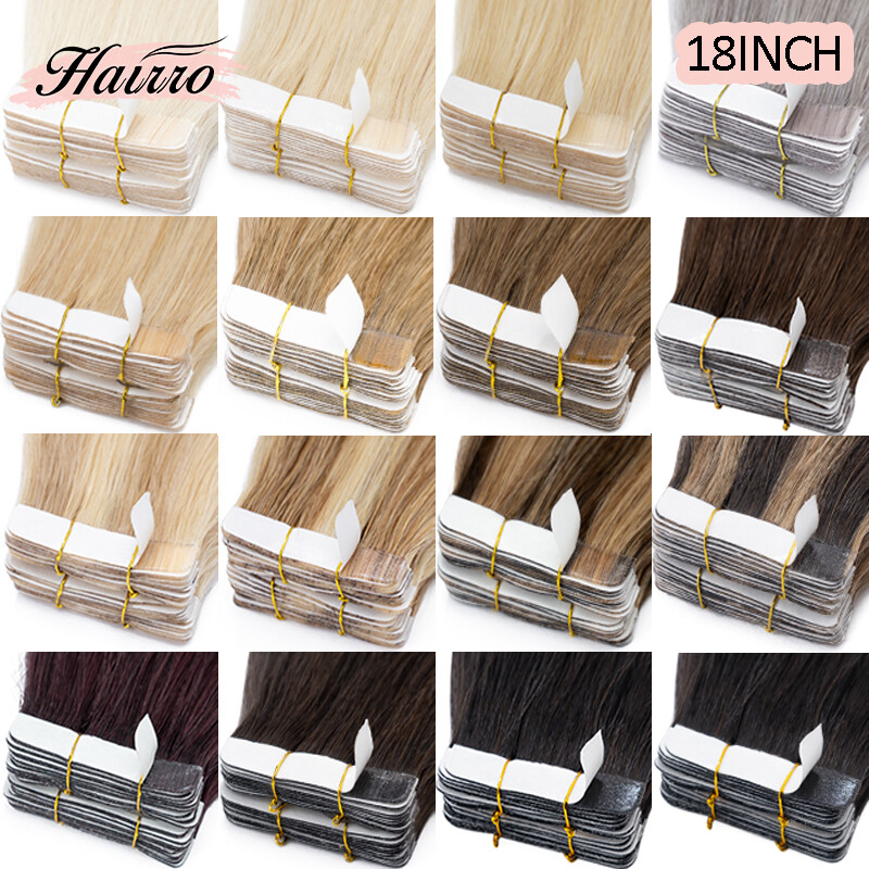 8A Tape In Extensions, 100% Real Remy Soft Human Hair Hairpiece Skin Weft 18Inch