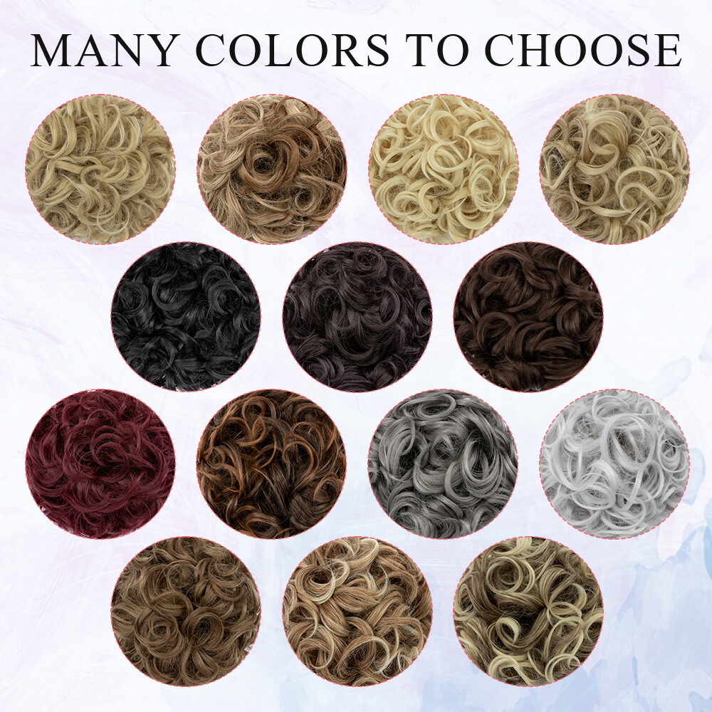 US Curly Chignon Messy Bun Updo Clip in on Hair Piece Bridal Extensions As Human