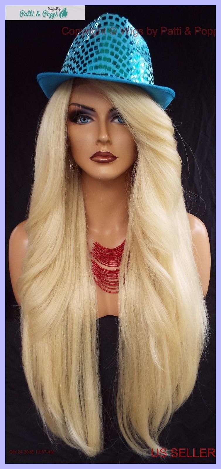 25″ Lace Front Wig Deep C-Part Heat Safe Straight Hair Color 613 Unisex