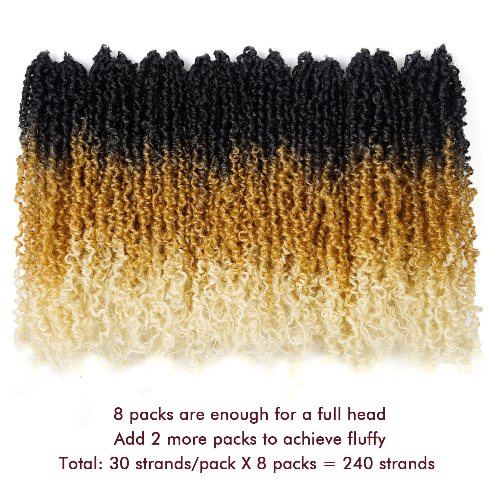 Gix Yanky Twist – 10 Inch 8 Packs 240 Strands 3 Tones Ombre Blonde