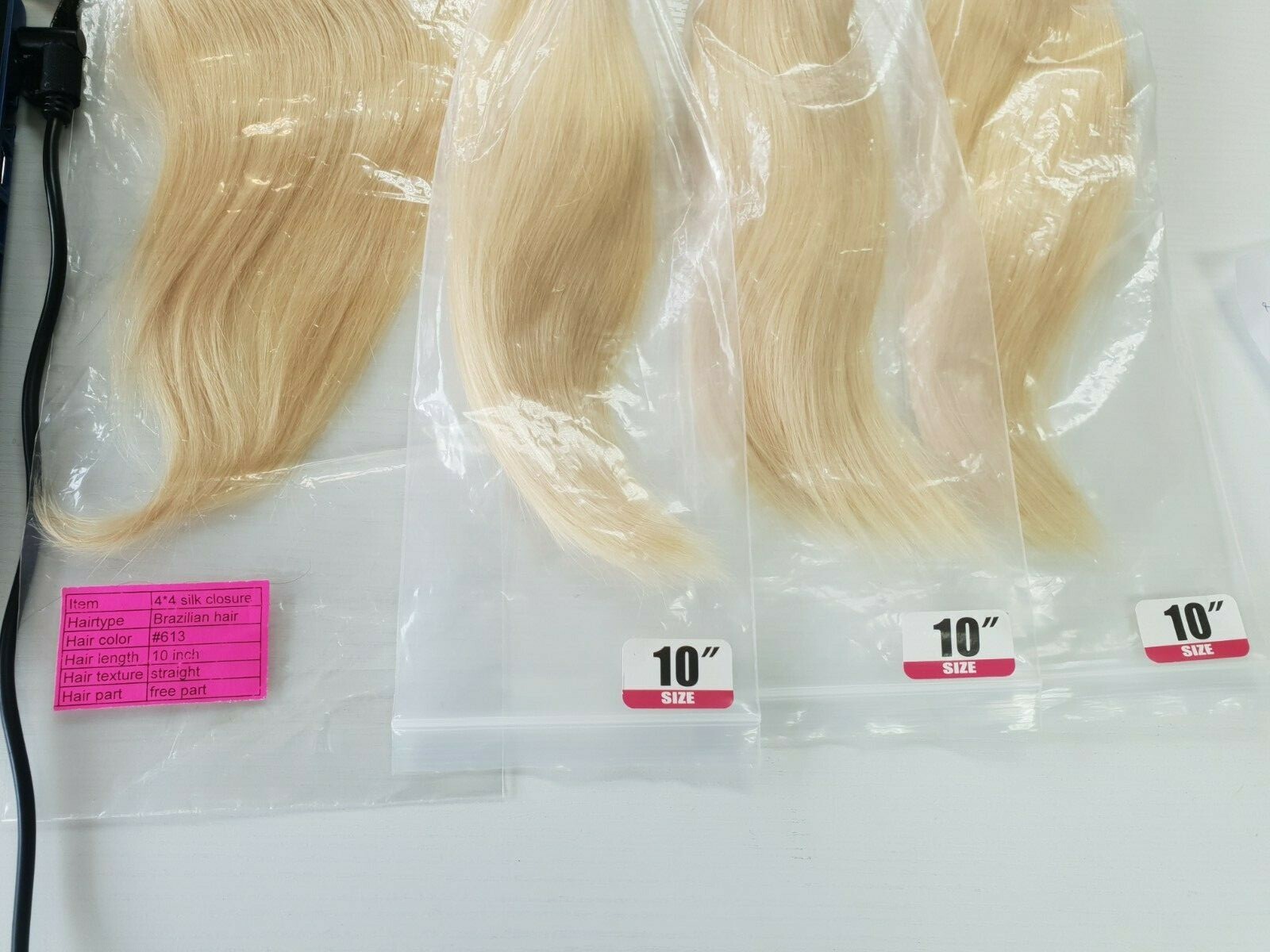 12A BRAZILIAN VIRGIN HAIR STRAIGHT BLONDE 613# 10+10+10&10INCH SILK BASE CLOSURE