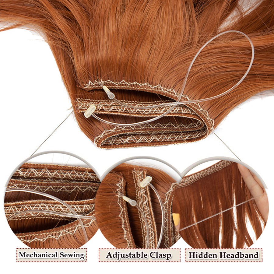 One Piece Hidden Invisible Wire In Hair Extensions Natural as Human & Nano Ring