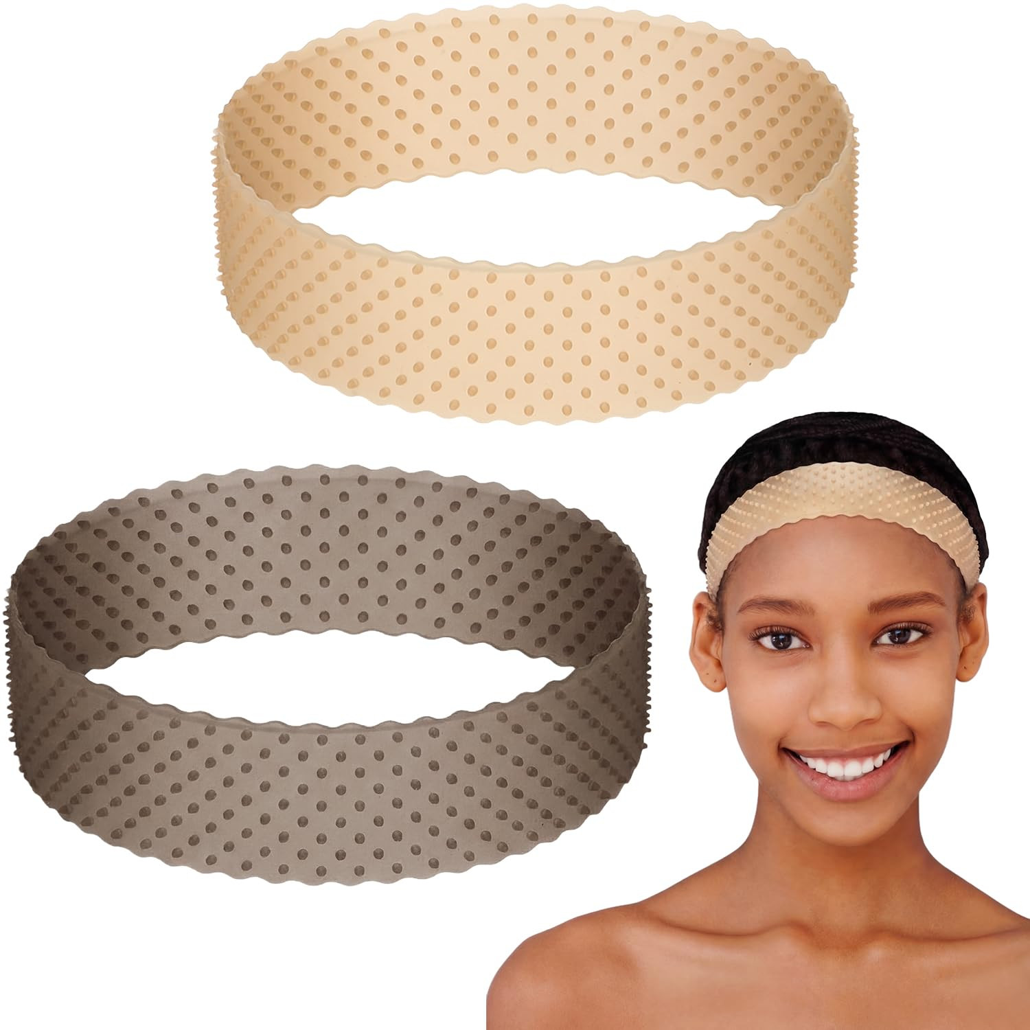 2 Pcs Silicone Wig Grip Band Snatch Proof Wig Band No Slip Silicone Headband Bul