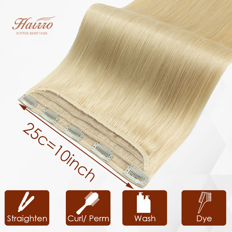Thick Highlight Clip In 8A Remy Human Hair Extensions Double Drawn 3/4 Full Head