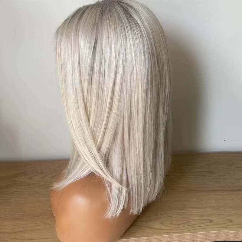 Woman Wigs White Platinum Blonde Lace Front Wig Human Hair Wig Natural Looking
