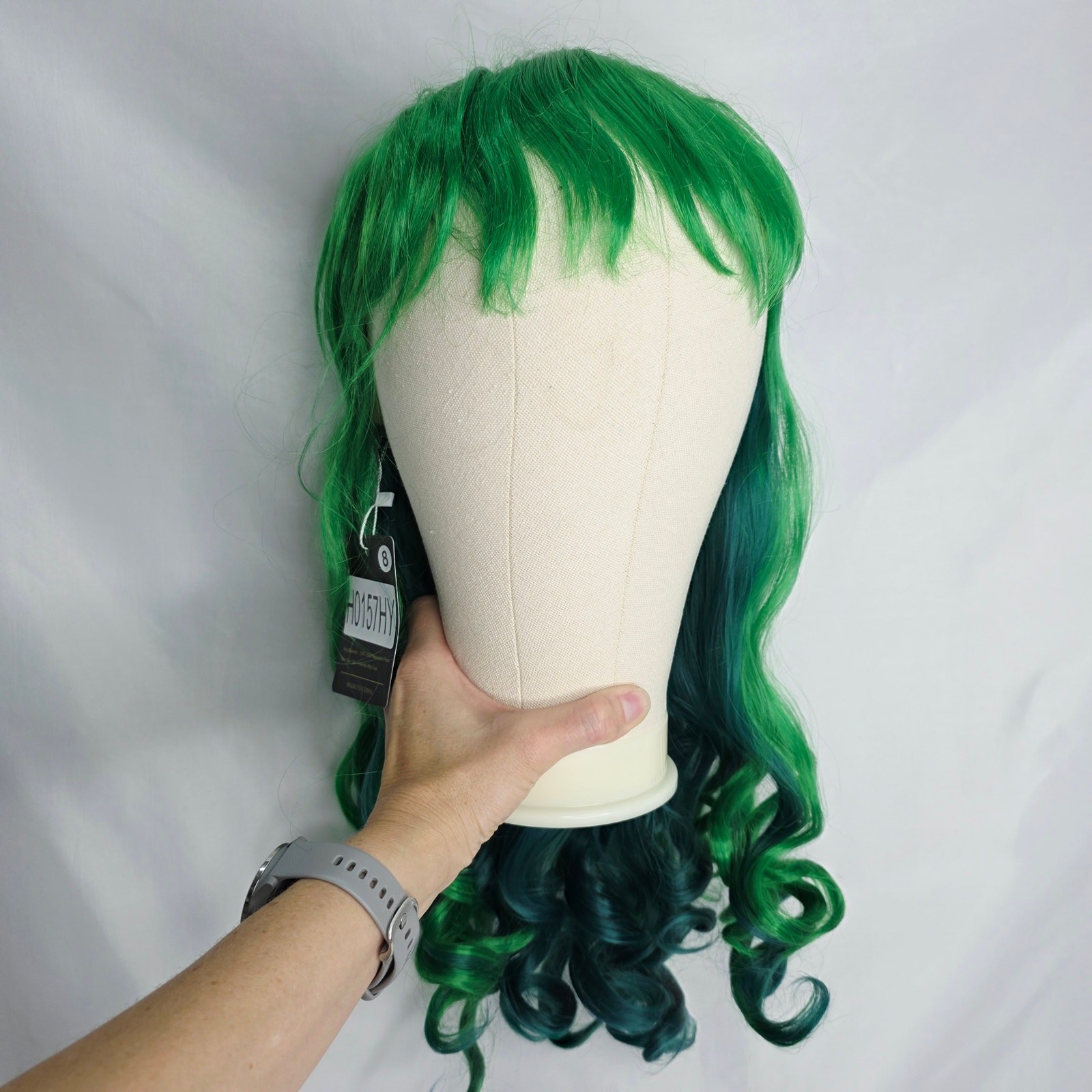 Green Ombre Long Curly Wig Heat Resistant Cosplay Halloween Costume Hair