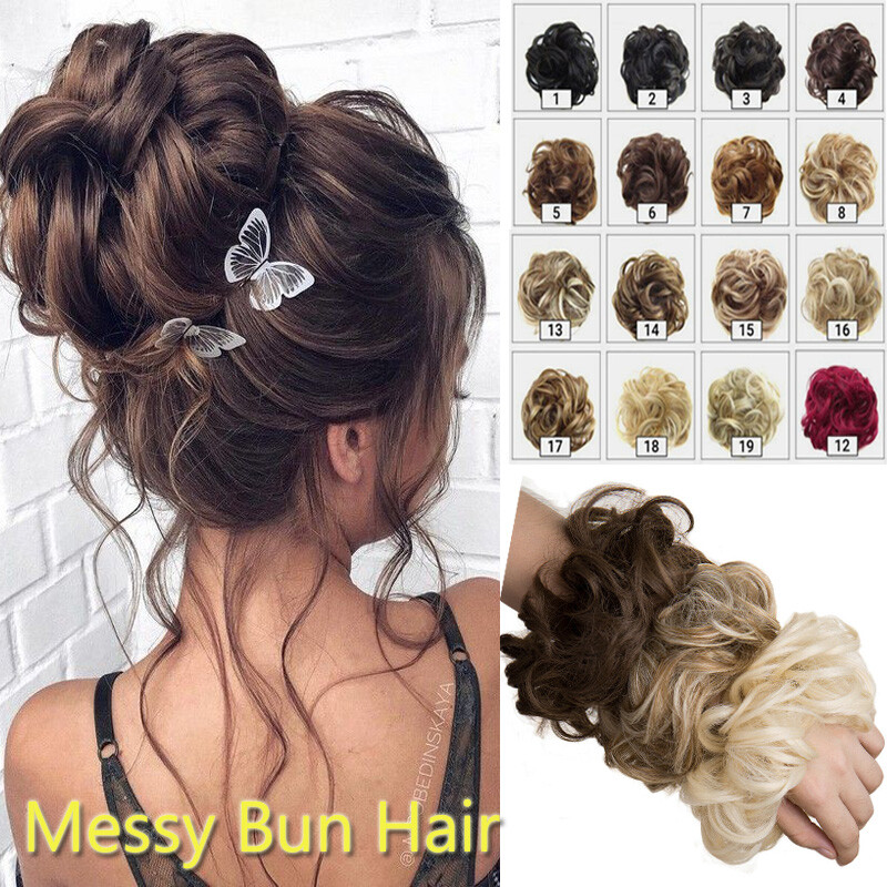 Wrap On Messy Bun Hair Piece Clip In Remy Human Hair Scrunchie Updo Chignon SALE