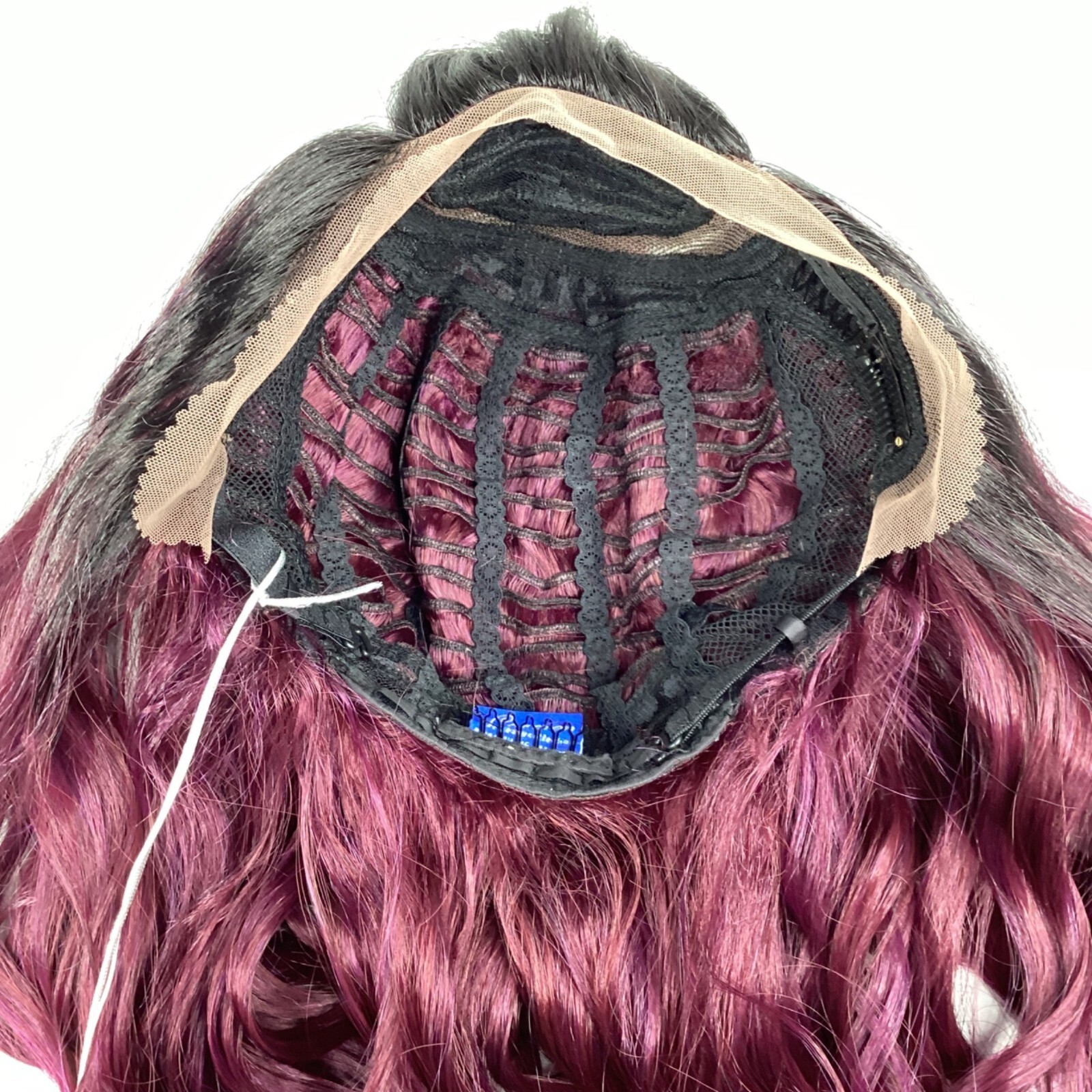 AM Deep Lace Front U-Part Ombre Burgundy Wig Top Pony Ponytail Synthetic