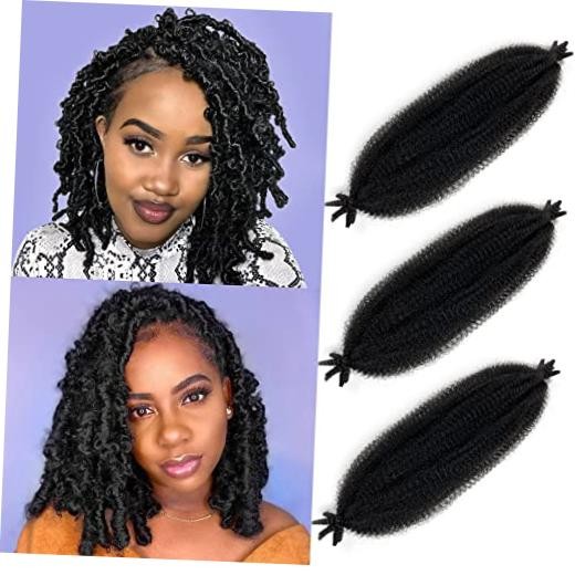 Marley Twist Braiding Hair 16 Inch Springy Afro Twist 16 Inch (Pack of 3) Black