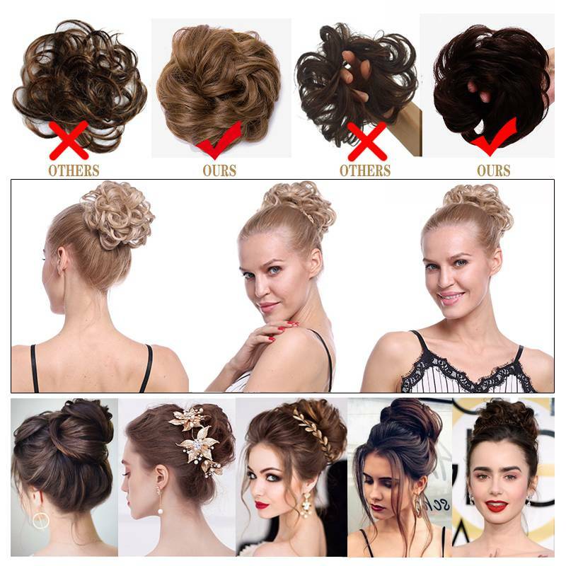 Natural Curly Messy Bun Hair Piece Scrunchie Updo Hair Extensions Real as Human