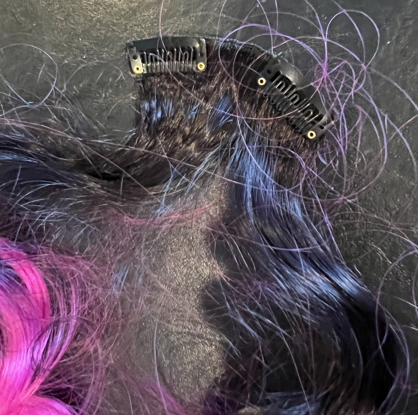 Hot Pink & Black Hair Extensions Pre Owned