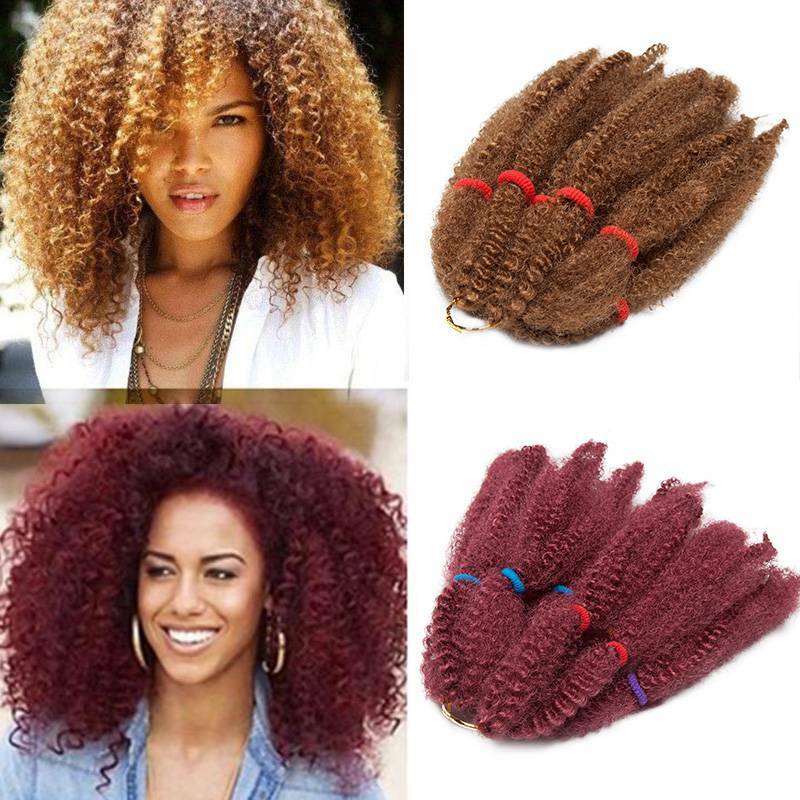 US Long Afro Kinky Twist Marley Braids Crochet Braiding Hair Extenions Bulk Sale