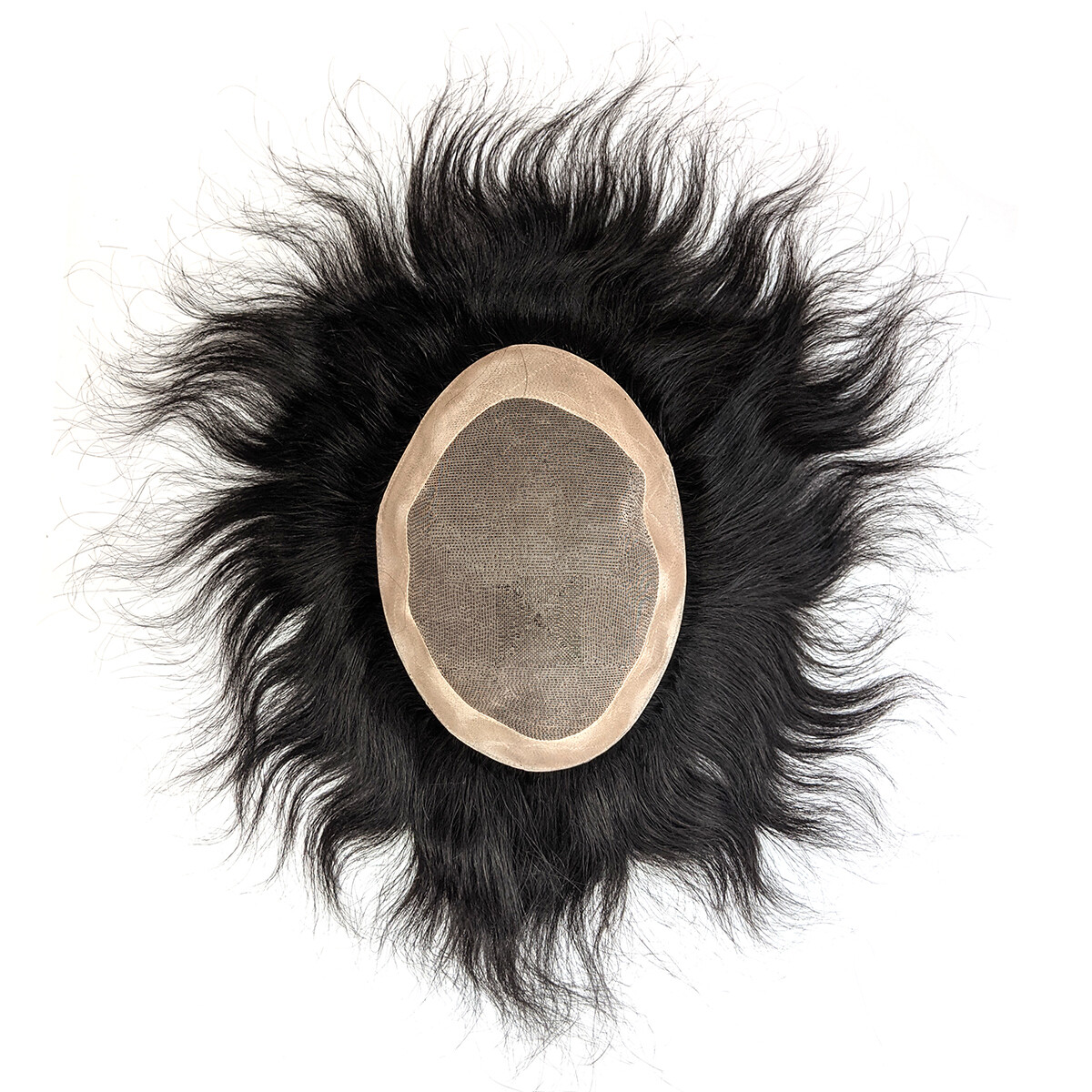 Men’s Durable Fine Mono Hair System Toupee Human Hair #1B Natural Black