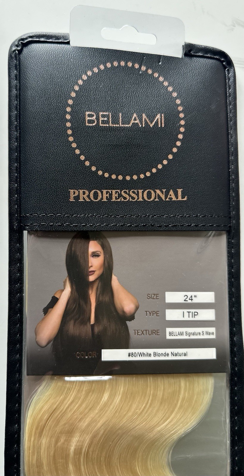 Bellami Human Hair Signature S Wave I-Tip Extensions 24”#80/White Blonde Natural