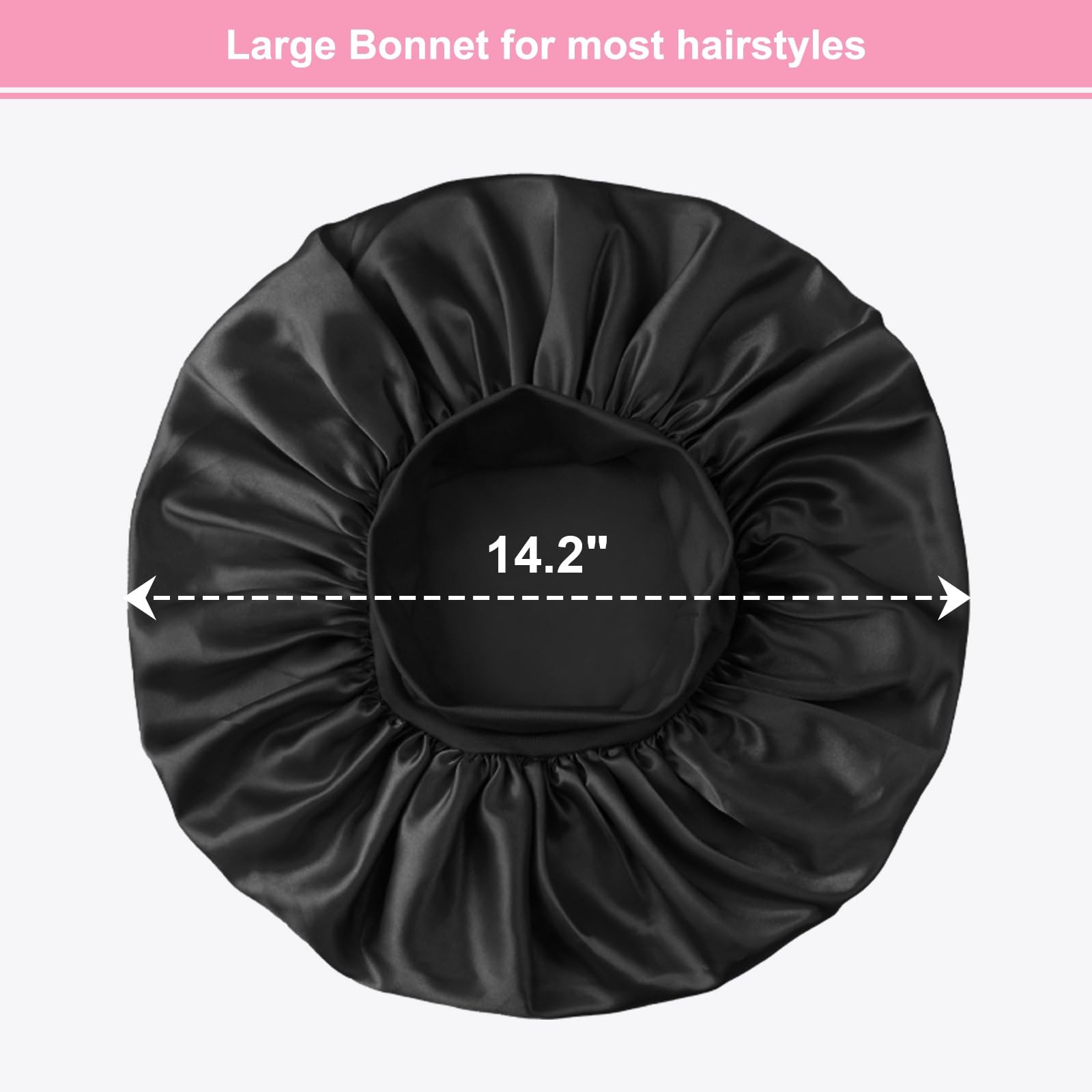 3PCS Silk Sleep Bonnet for Women, Large Satin Hair Caps with Elastic Band, Cu…