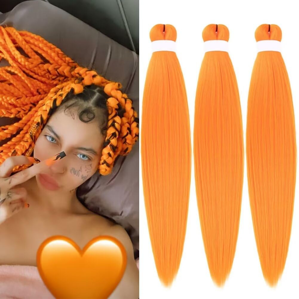 White Braiding Hair 26 Inch Pre Stretched Easy Hair 2 Packs Synthetic Crochet Bo