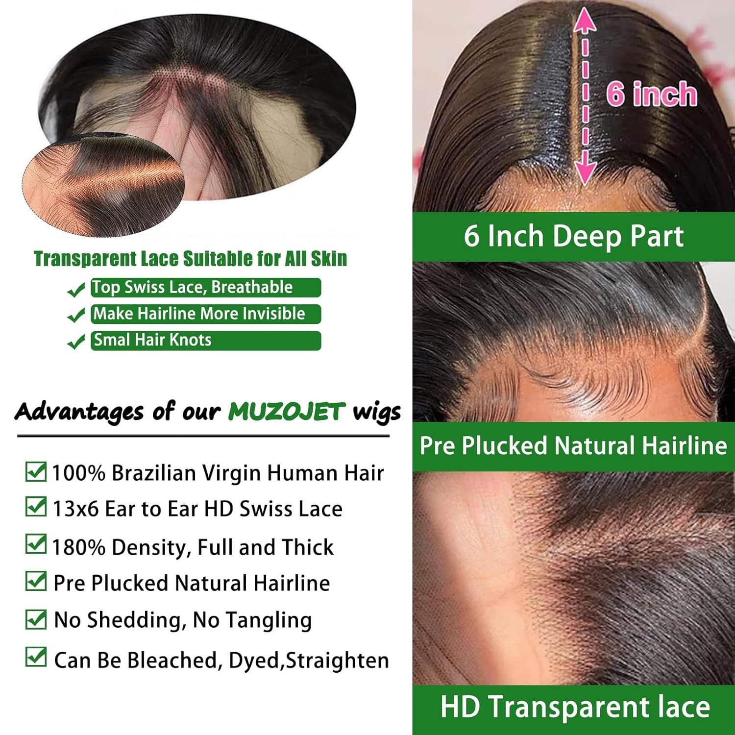 13X6 Lace Front Wigs Human Hair Pre Plucked 180 Density 26 Inch HD Body Wave Lac