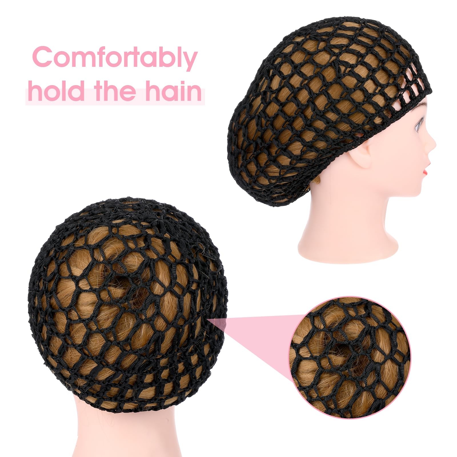 3 Pcs Hair Net Cap for Sleeping Breathable Mesh Wrap Elastic Crochet Snood Ha…