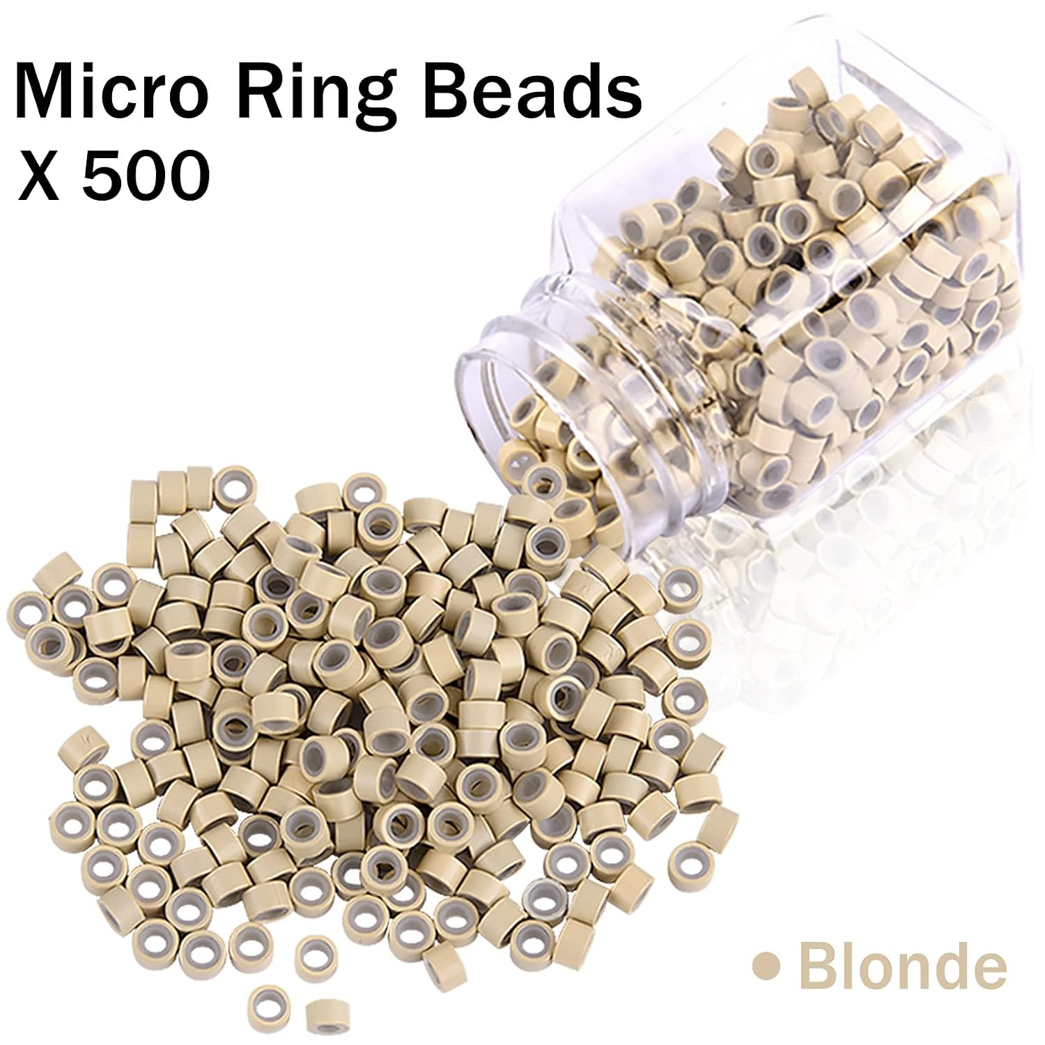 Hair Extensions Kit 500 Pcs Blonde Micro Ring Beads 1 Micro Beads Plier 2 Hook