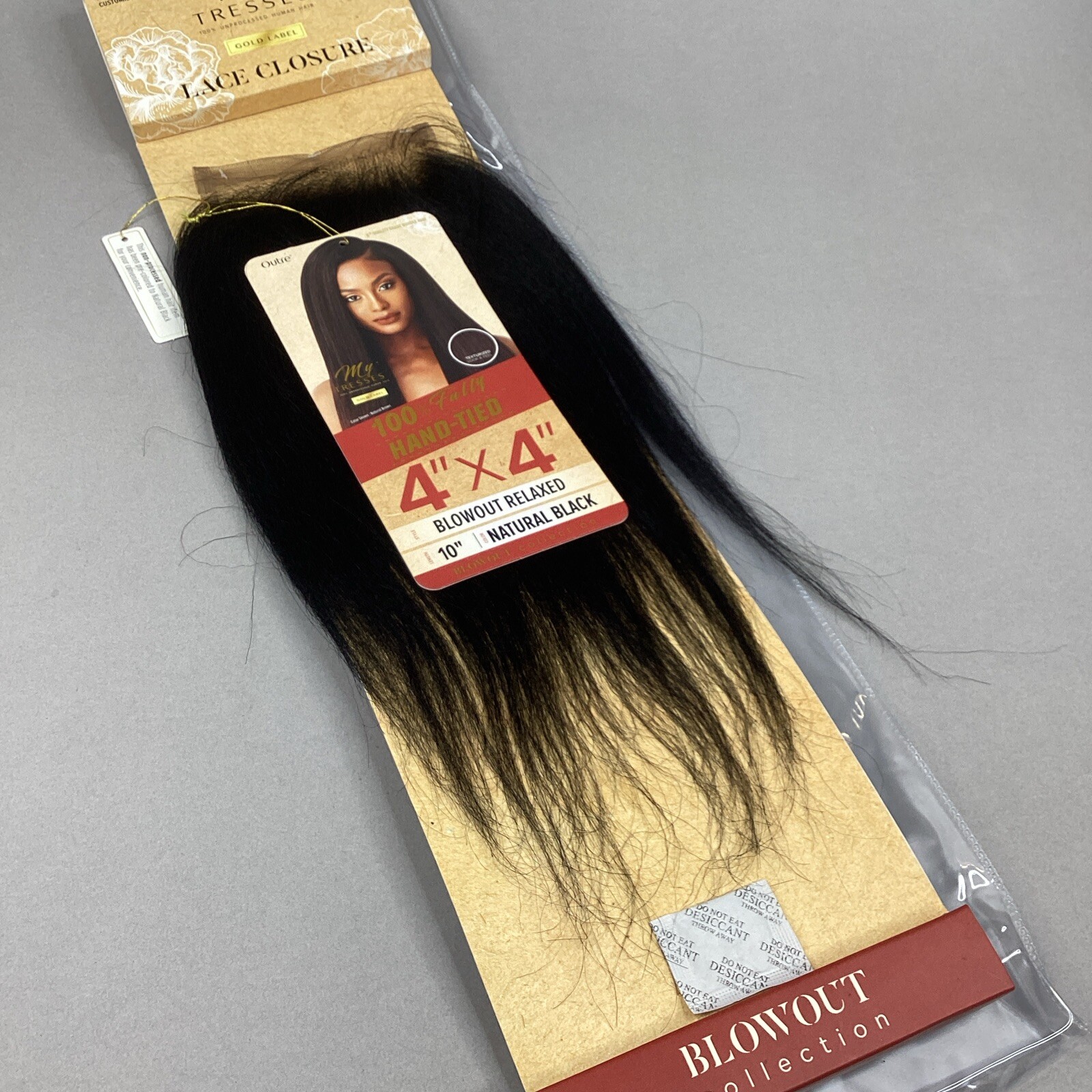 10” Blowout Relaxed Natural Black 4×4 Free Part Lace Closure Unprocessed Human