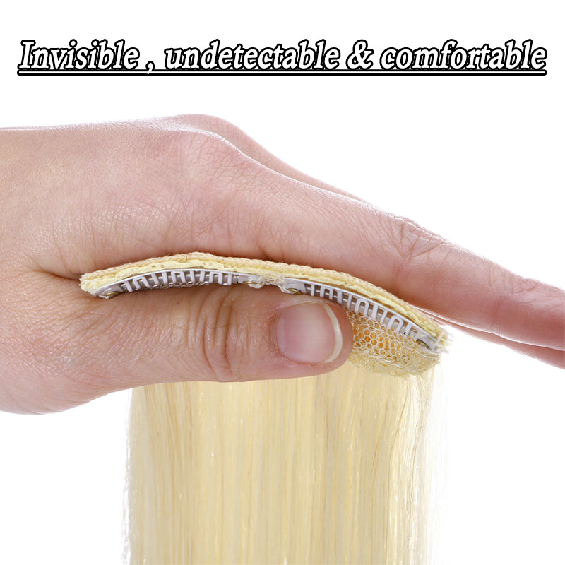 Thick Hair Pad Clip In Topper Base Remy Human Hair Extensions Short Hairpiece US