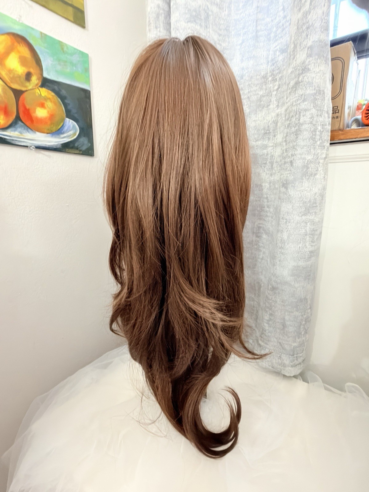 The auburn 65cm Long Straight Layered Middle-Part Capless Wig for Women