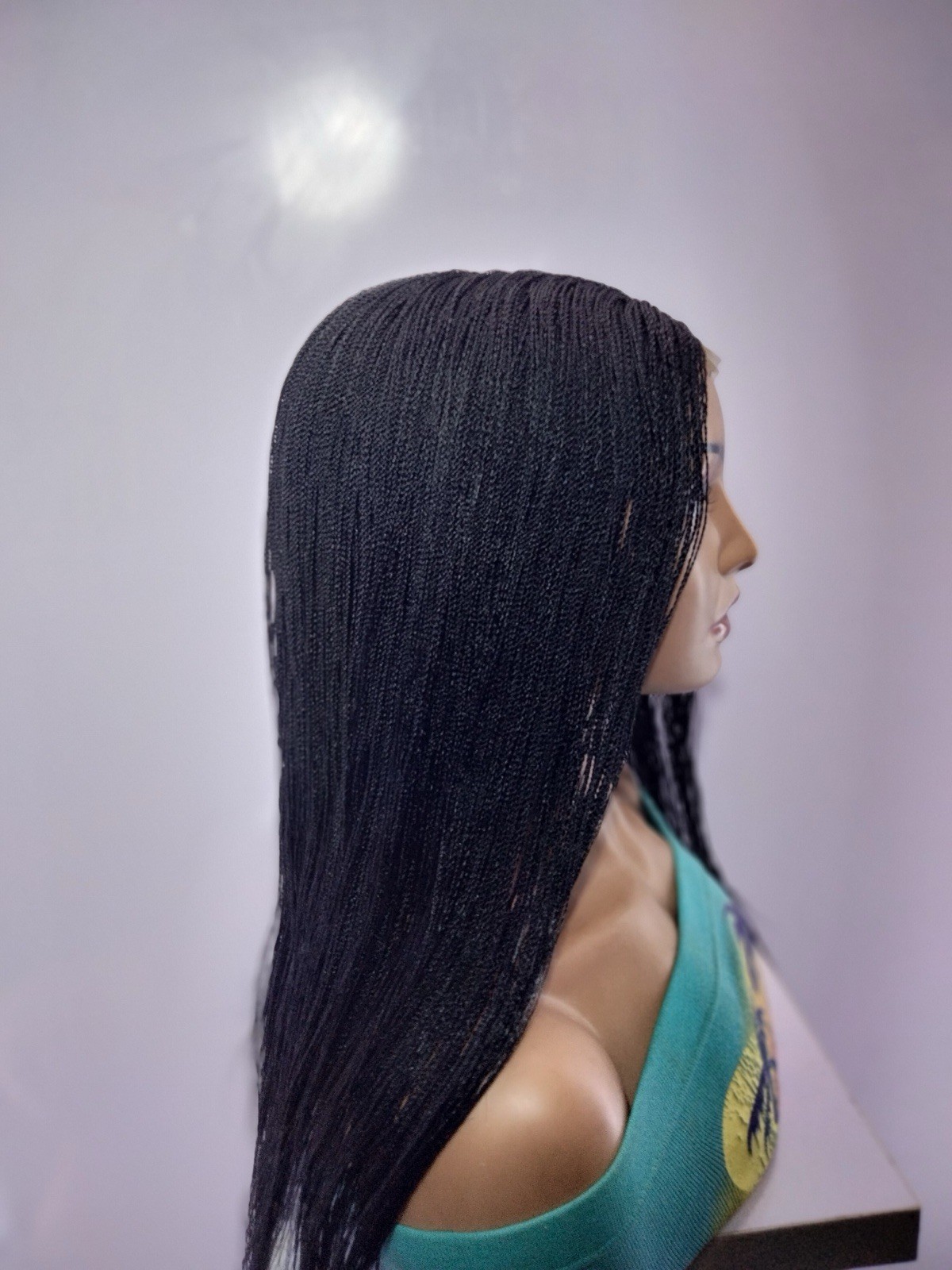 Micro Twist Knotless Nano Braids. Frontal Lace Closure with Feather tips