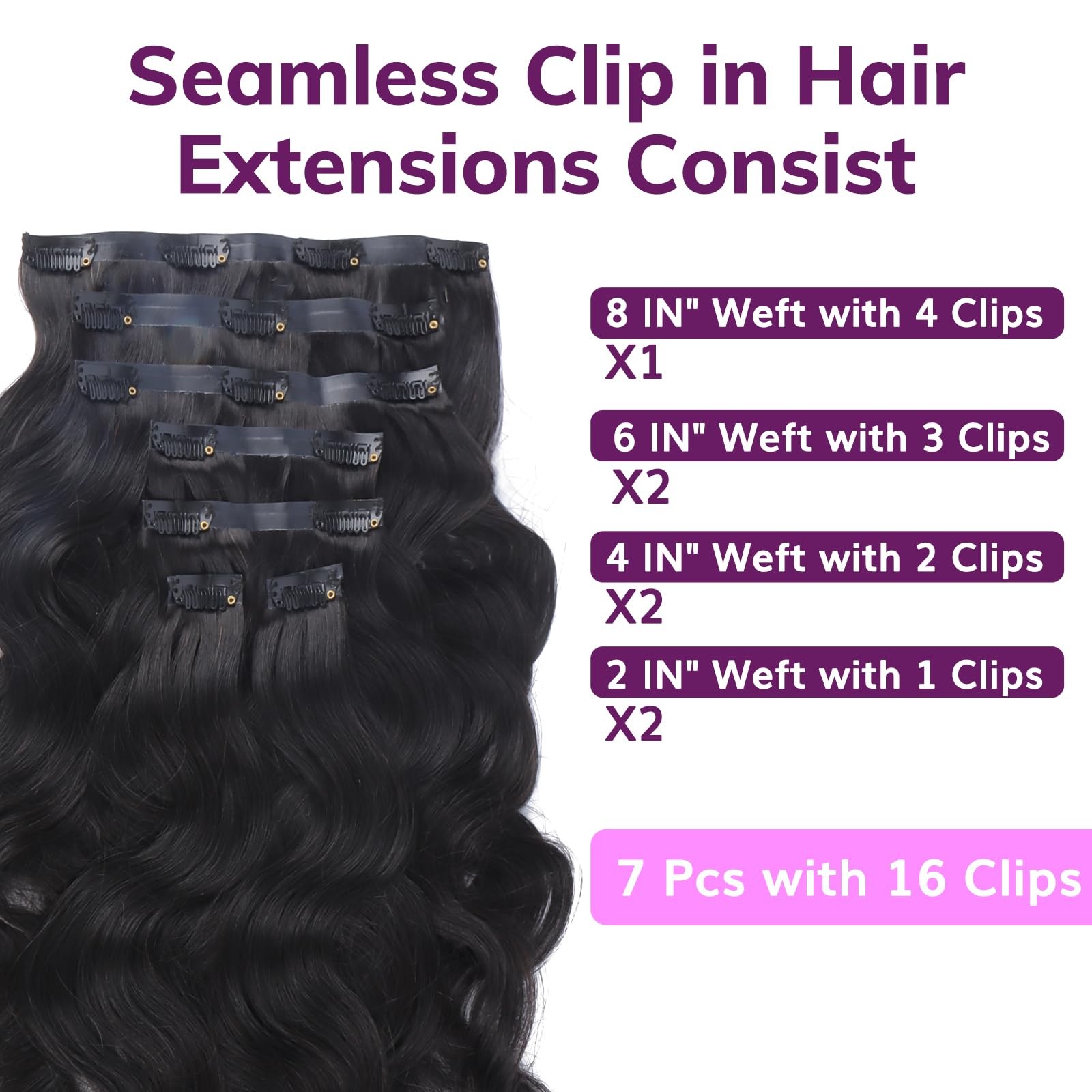 Idn Beauty Seamless Clip In Hair Extensions Human Hair Body Wave 24 Inch 110G