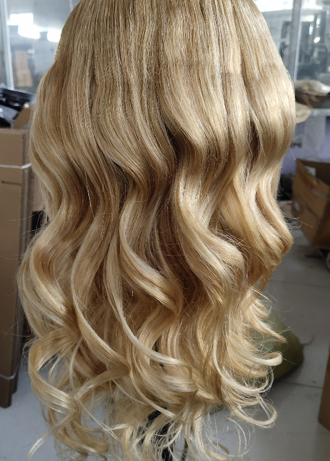 Long Beauty Wavy Machine Weft Cap 100% Remy Human Hair Glueless 3/4 Half Wigs